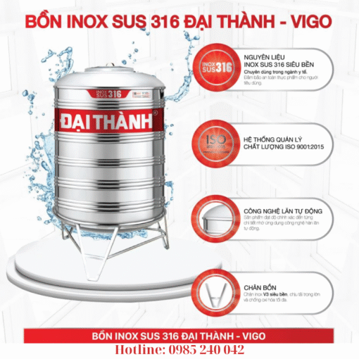 bồn inox 316 Đại Thành 1000lit