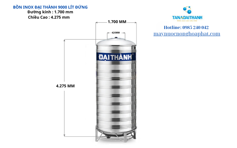 Bồn inox Đại Thành 9000 lít đứng 7 Bồn inox Đại Thành 9000 lít đứng